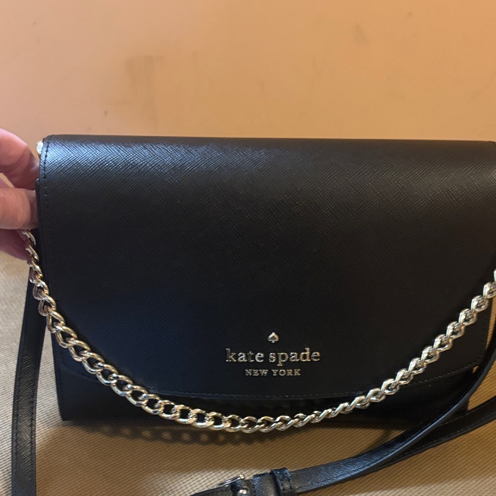 Like New. Kate Spade Black Crossbody with Chain Strap